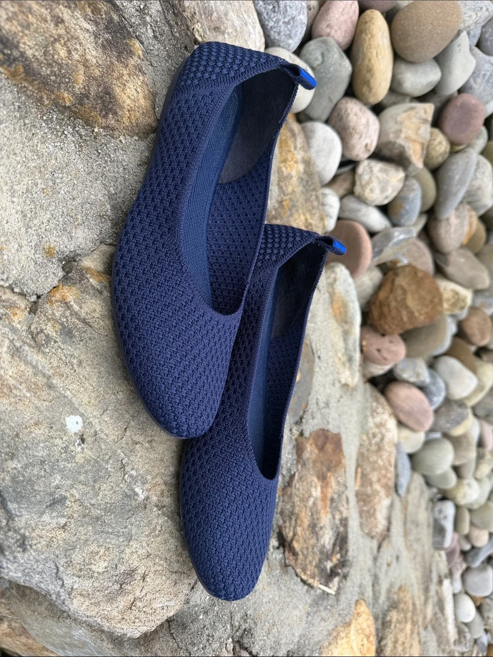 ROTHYS Navy Knit Lace-Up Ballet Flats